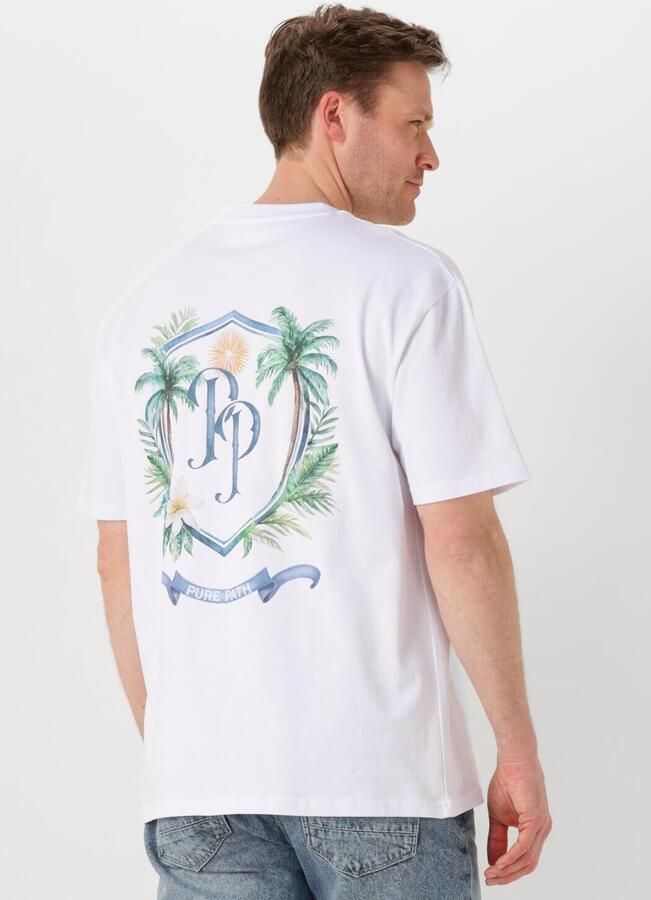 PURE PATH Heren Polo's & T-shirts Loose Fit Crewneck Ss T-shirts Wit - Foto 4