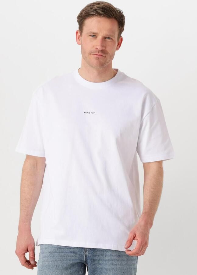 PURE PATH Heren Polo's & T-shirts Loose Fit Crewneck Ss T-shirts Wit - Foto 2