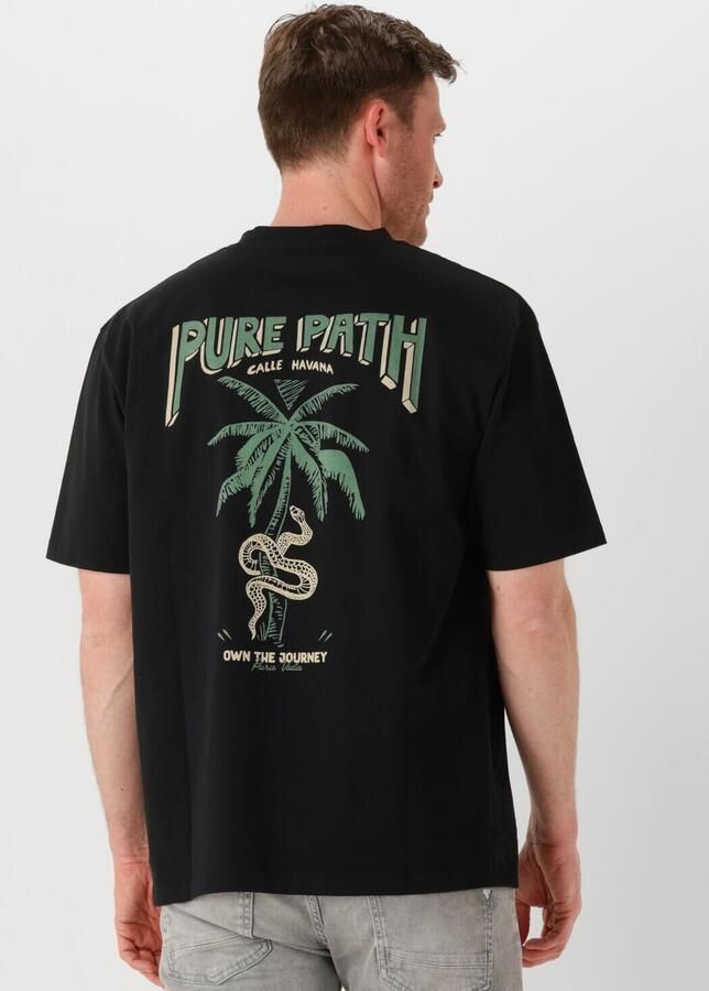 PURE PATH Heren Polo's & T-shirts Loose Fit Crewneck Ss T-shirts Zwart - Foto 4