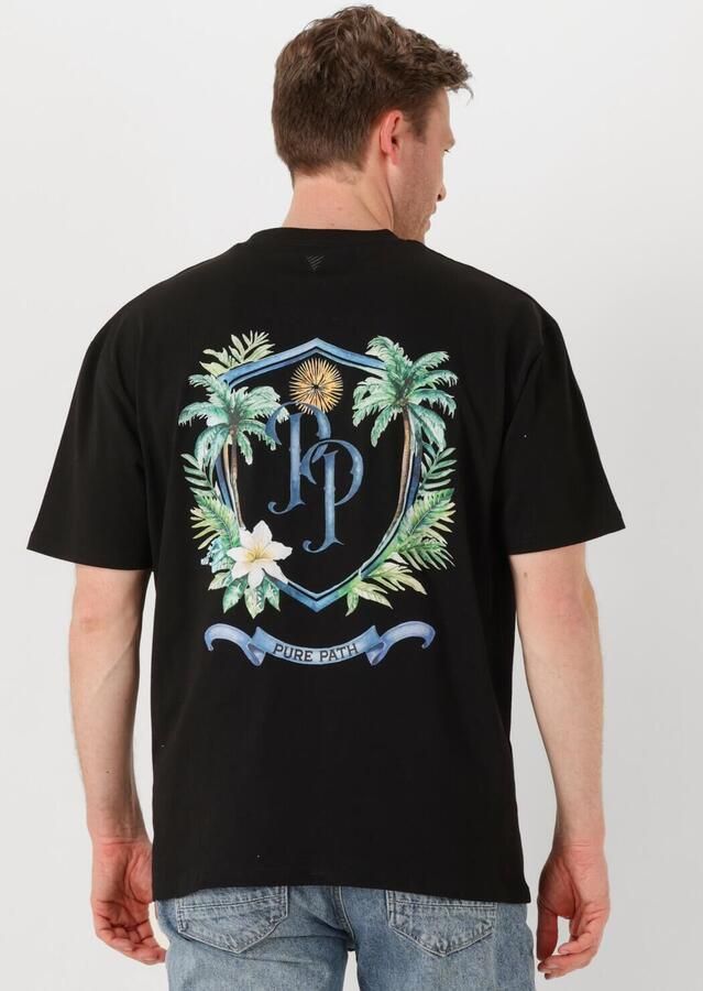 PURE PATH Heren Polo's & T-shirts Loose Fit Crewneck Ss T-shirts Zwart - Foto 4