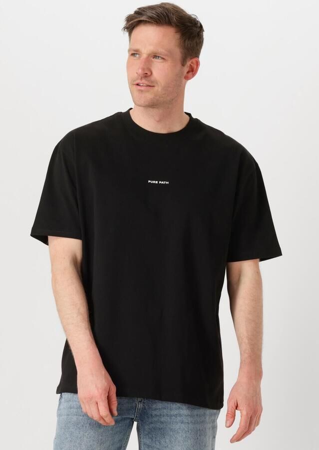 PURE PATH Heren Polo's & T-shirts Loose Fit Crewneck Ss T-shirts Zwart