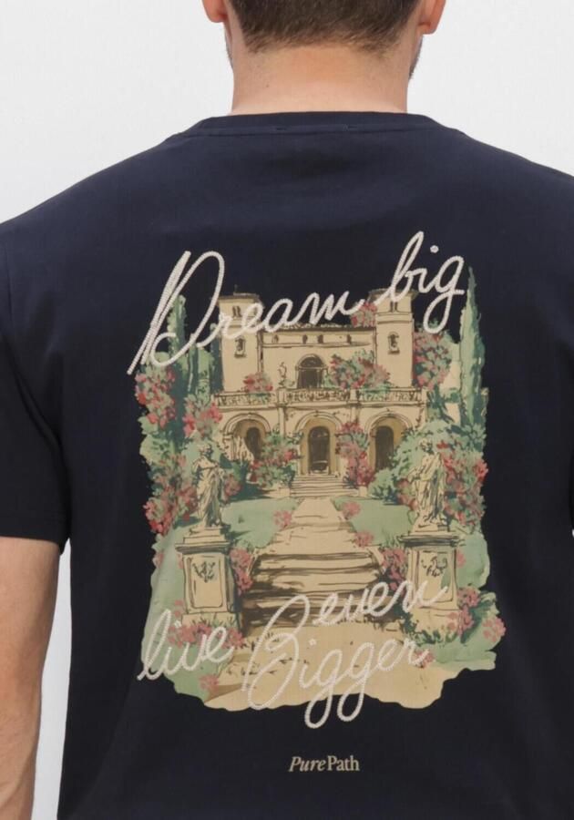 PURE PATH Heren Polo's & T-shirts Mansion T-shirt Donkerblauw - Foto 3