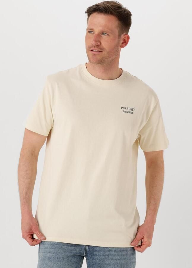 PURE PATH Heren Polo's & T-shirts Regular Fit Crewneck Ss T-shirts Gebroken Wit