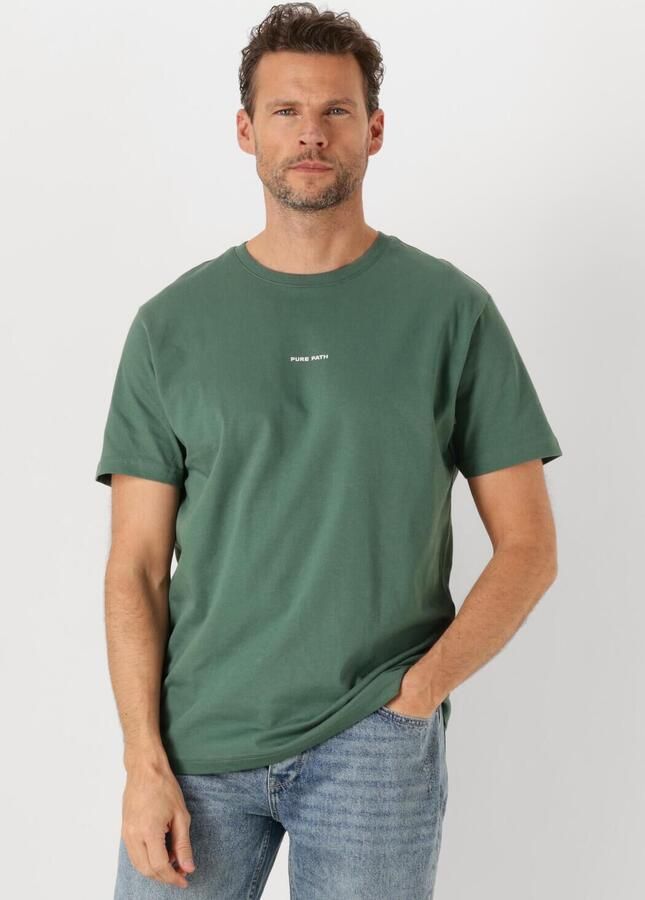 PURE PATH Heren Polo's & T-shirts Regular Fit Crewneck Ss T-shirts Groen - Foto 4
