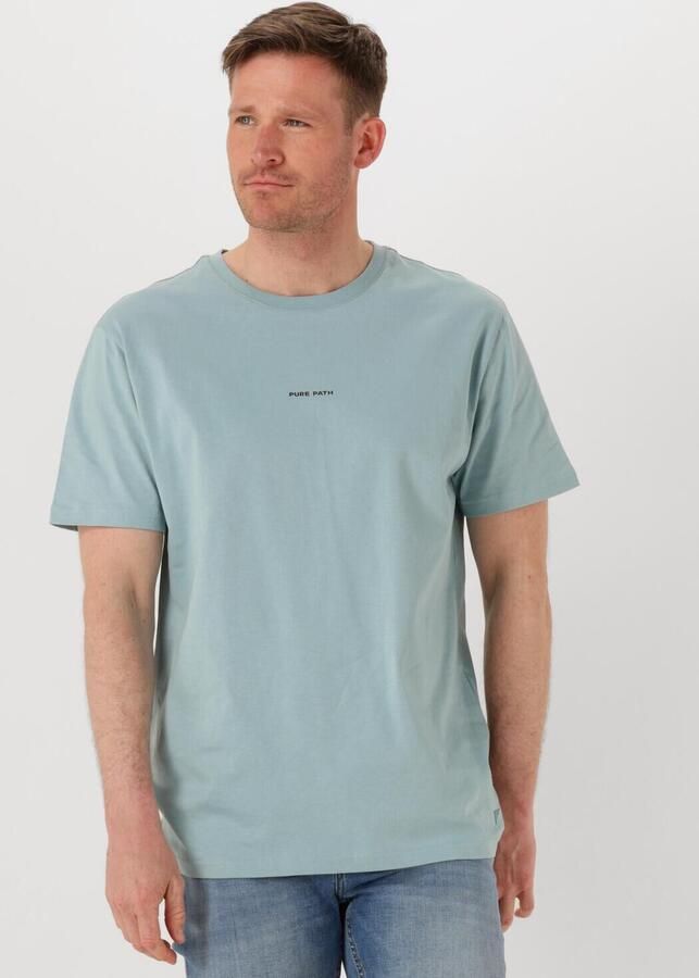 PURE PATH Heren Polo's & T-shirts Regular Fit Crewneck Ss T-shirts Lichtblauw