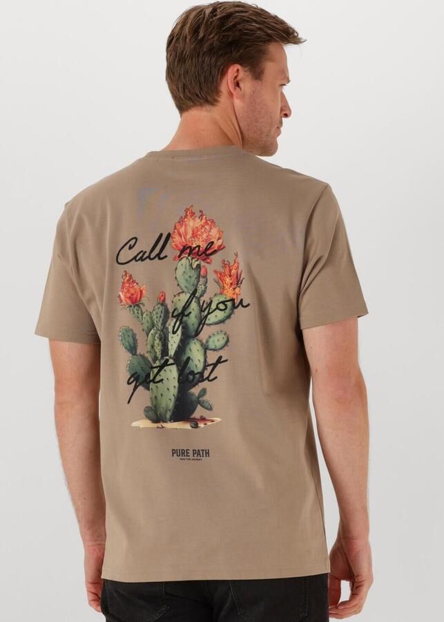 PURE PATH Heren Polo's & T-shirts Regular Fit T-shirts Beige - Foto 4