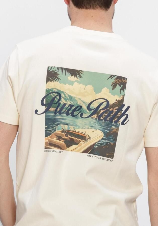PURE PATH Heren Polo's & T-shirts Riva View T-shirt Creme - Foto 4
