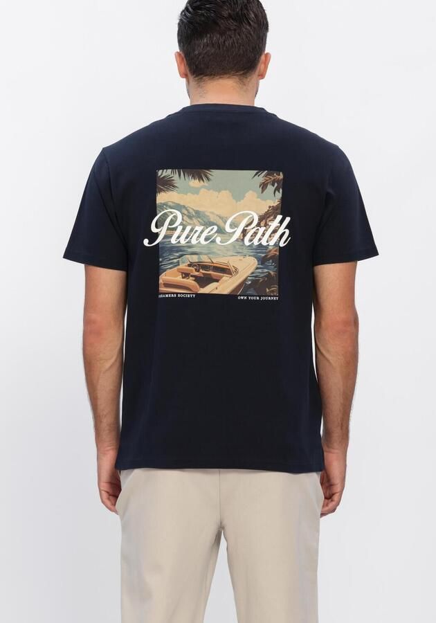 PURE PATH Heren Polo's & T-shirts Riva View T-shirt Donkerblauw - Foto 2