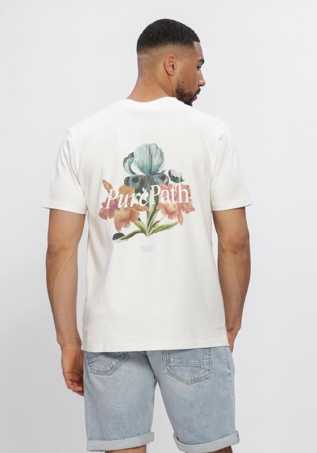 PURE PATH Heren Polo's & T-shirts Trio Of Flowers T-shirt Gebroken Wit