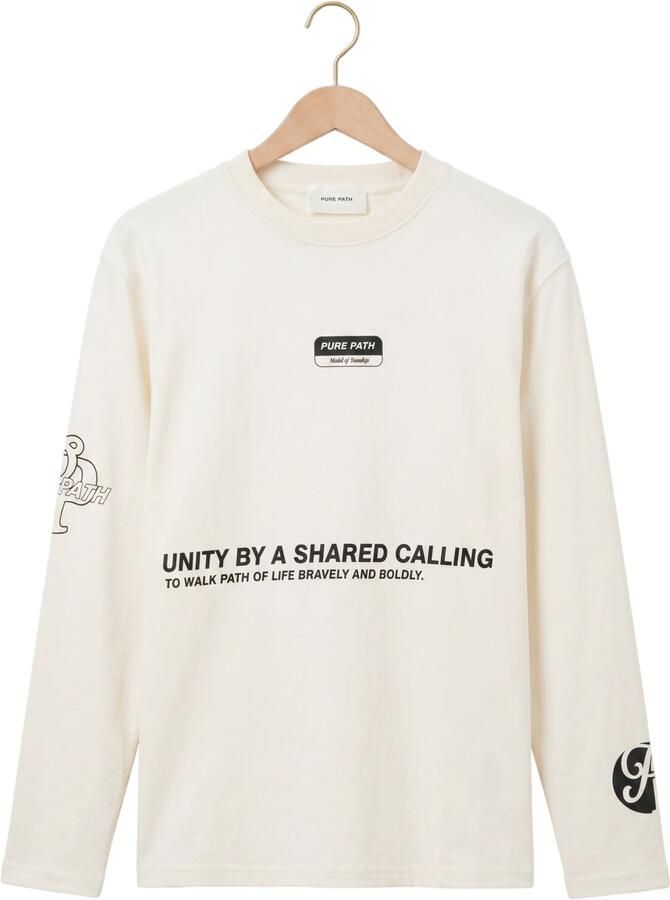 PURE PATH Heren Polo's & T-shirts United Longsleeve Creme - Foto 2