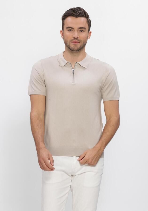 PURE PATH Heren Polo's & T-shirts Zip Knitted Polo Beige