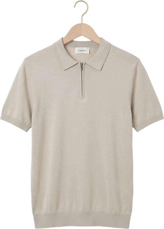 PURE PATH Heren Polo's & T-shirts Zip Knitted Polo Beige - Foto 2