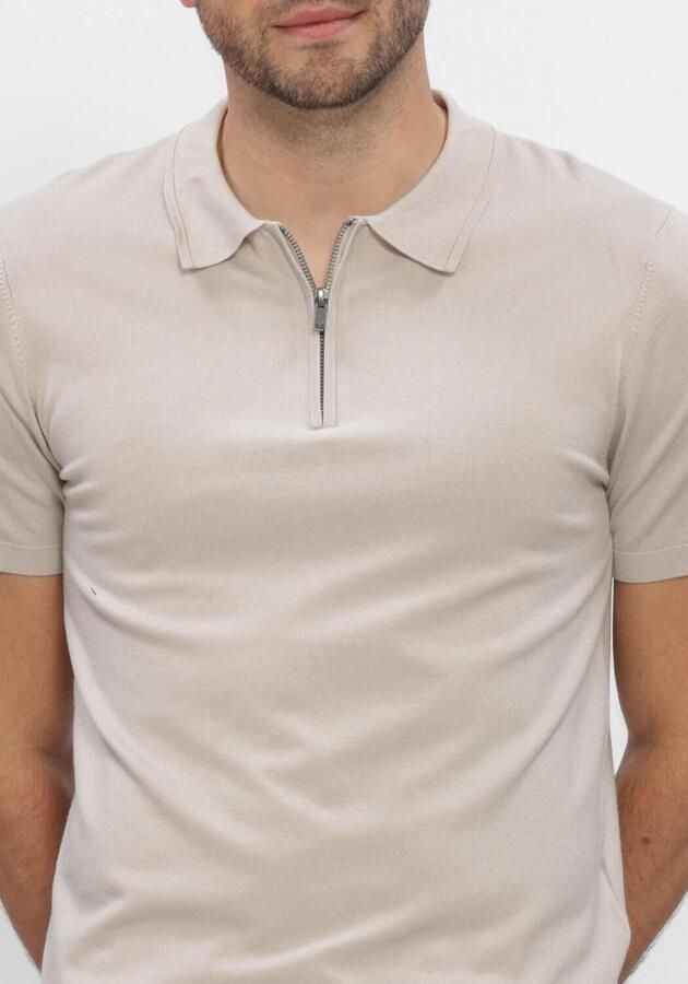 PURE PATH Heren Polo's & T-shirts Zip Knitted Polo Beige - Foto 4