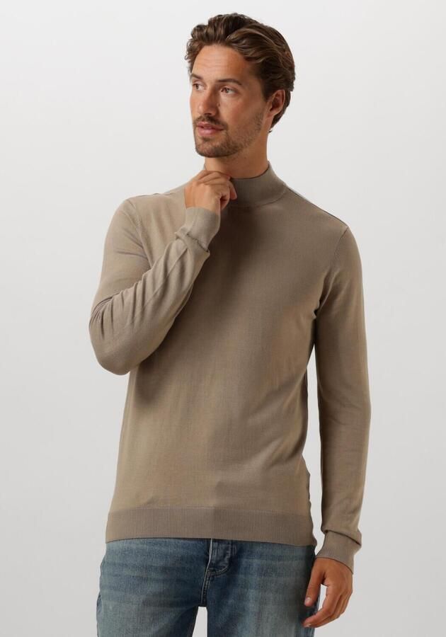 PURE PATH Heren Truien & Vesten Essential Knit Mockneck Sweater Taupe - Foto 4