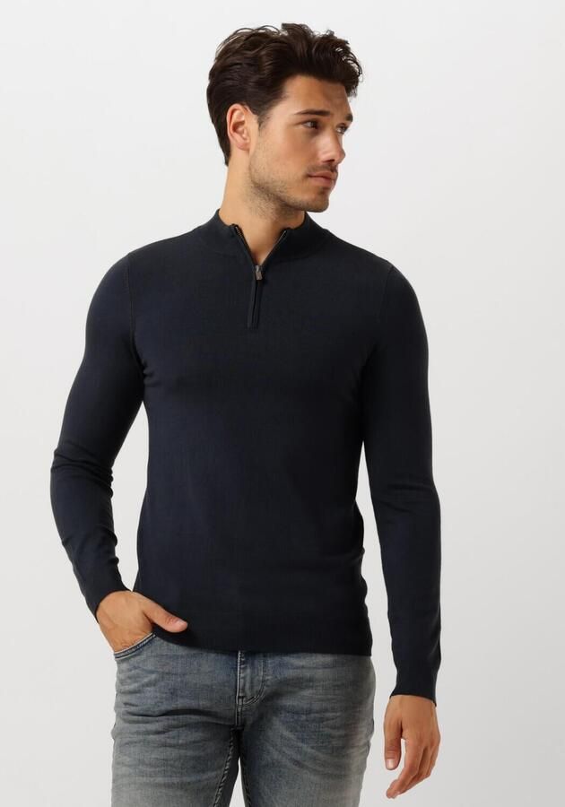 PURE PATH Heren Truien & Vesten Essential Knitwear Halfzip Sweater Donkerblauw - Foto 4