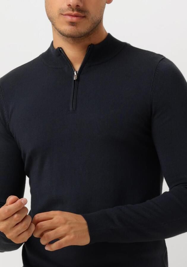 PURE PATH Heren Truien & Vesten Essential Knitwear Halfzip Sweater Donkerblauw - Foto 2
