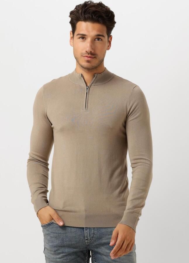 PURE PATH Heren Truien & Vesten Essential Knitwear Halfzip Sweater Taupe - Foto 4