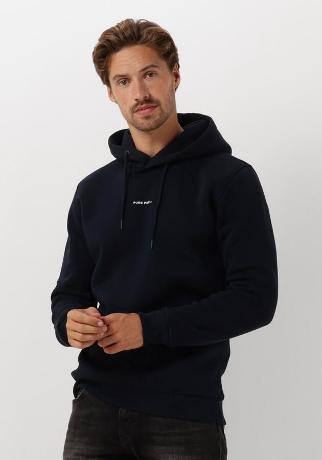 PURE PATH Heren Truien & Vesten Essential Logo Hoodie Donkerblauw - Foto 3
