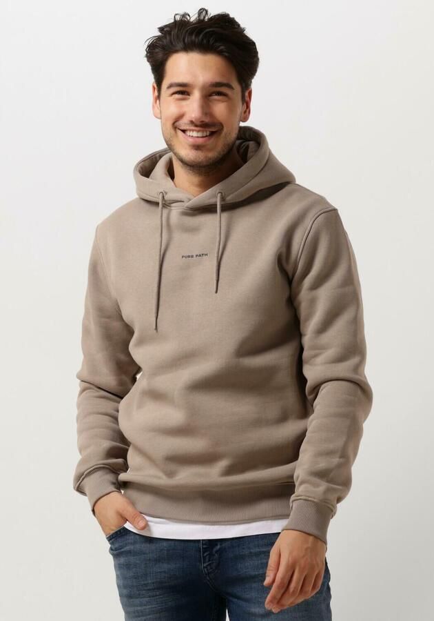 PURE PATH Heren Truien & Vesten Essential Logo Hoodie Taupe - Foto 4