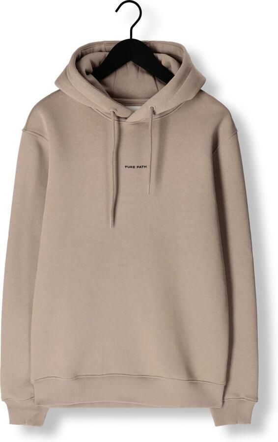 PURE PATH Heren Truien & Vesten Essential Logo Hoodie Taupe - Foto 3