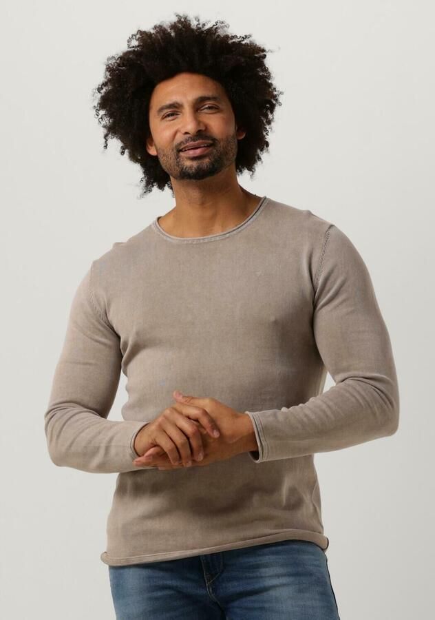 PURE PATH Heren Truien & Vesten Flat Knitted Shirt With Small Logo On Chest Zand - Foto 4