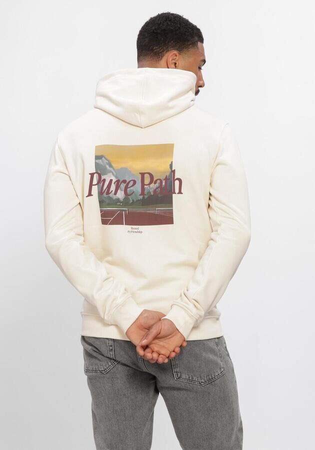 Pure Path regular fit hoodie met backprint ecru