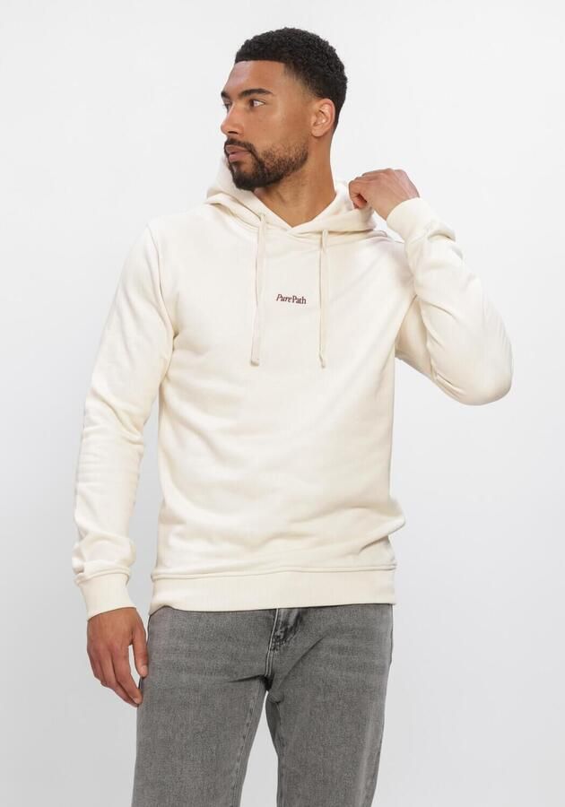 Pure Path regular fit hoodie met backprint ecru - Foto 2