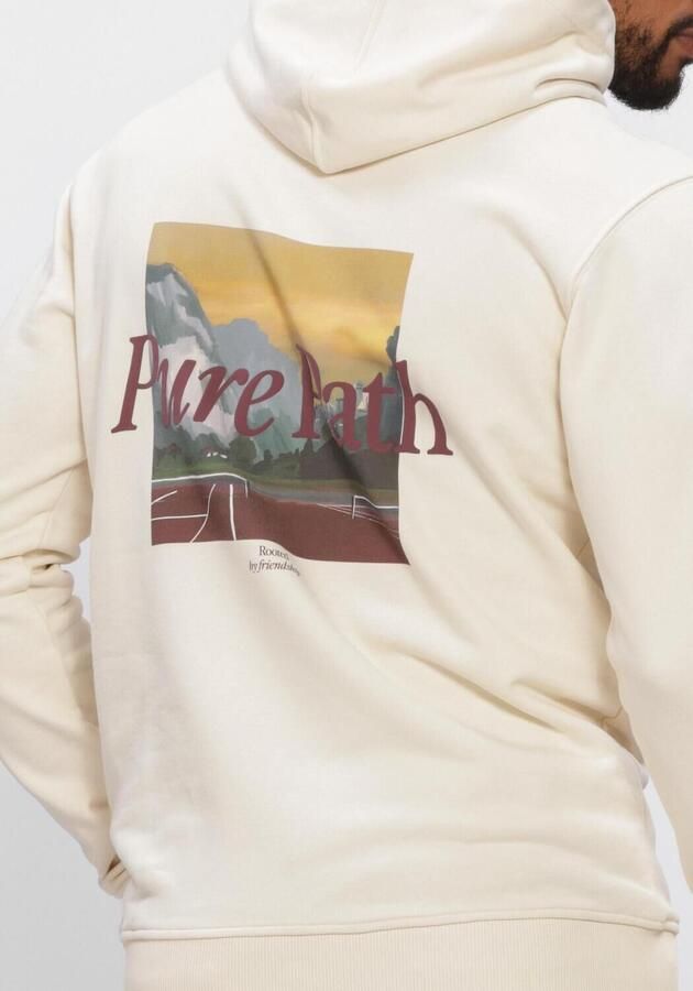 Pure Path regular fit hoodie met backprint ecru - Foto 3