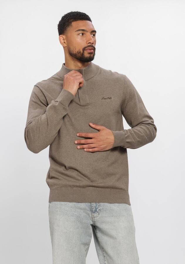 PURE PATH Heren Truien & Vesten Light Weight Hidden Half-zip Taupe