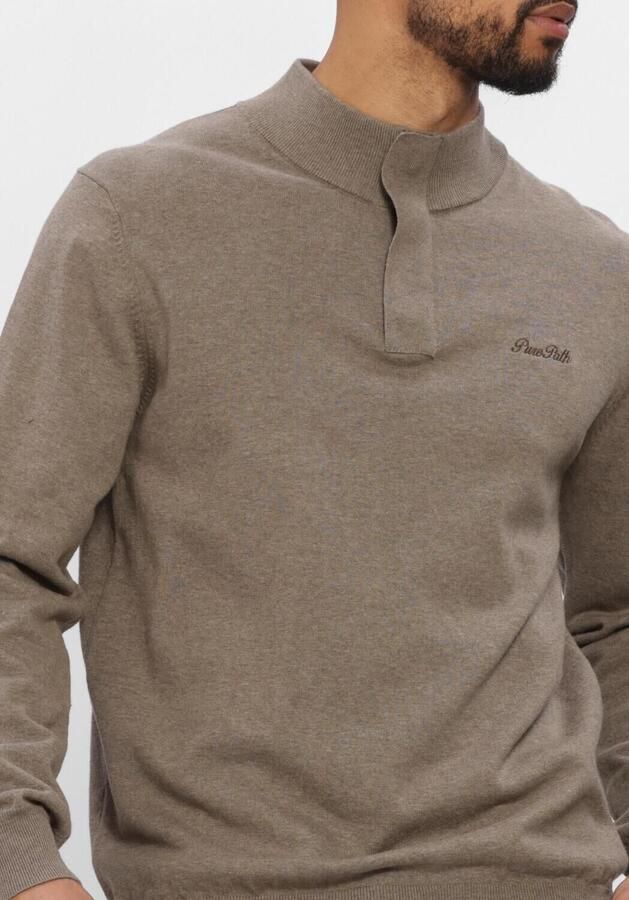 PURE PATH Heren Truien & Vesten Light Weight Hidden Half-zip Taupe - Foto 3