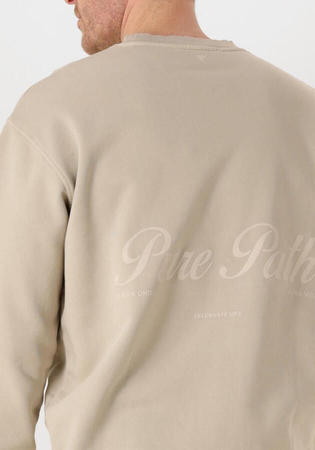 PURE PATH Heren Truien & Vesten Loose Fit Crewneck Ls Sweaters Beige - Foto 2