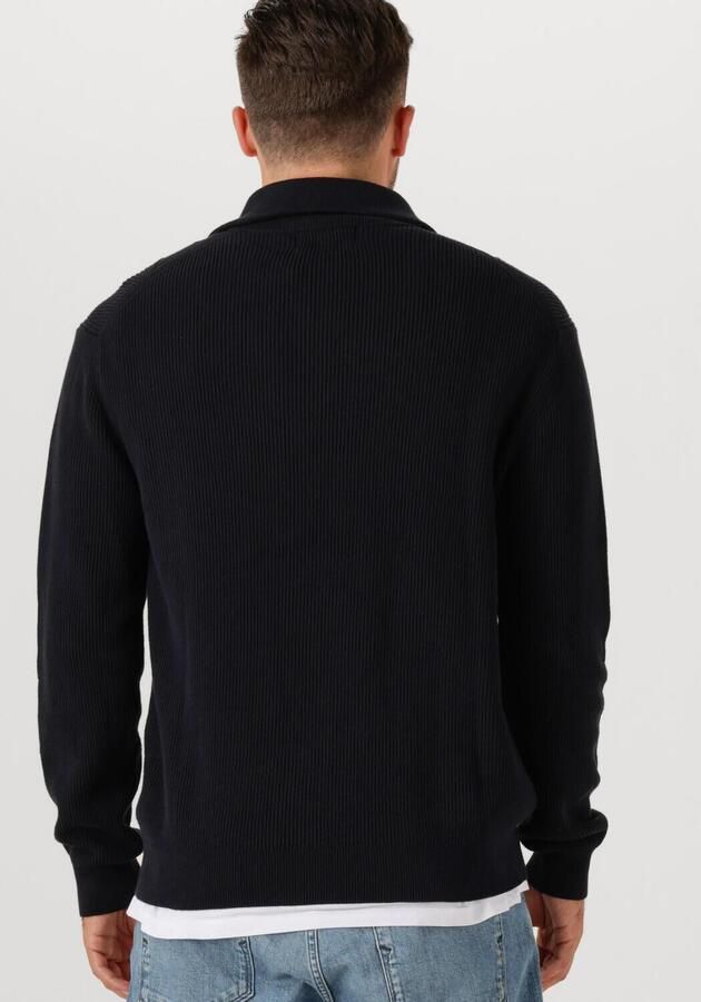 PURE PATH Heren Truien & Vesten Loose Fit Half Zip Knitwear Donkerblauw