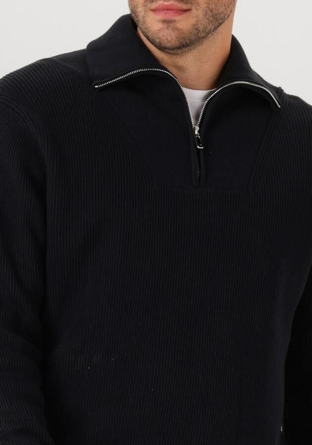 PURE PATH Heren Truien & Vesten Loose Fit Half Zip Knitwear Donkerblauw - Foto 2