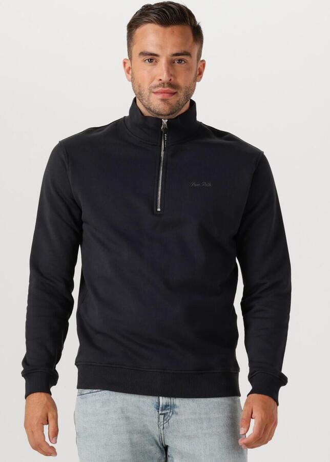 PURE PATH Heren Truien & Vesten Loose Fit Half Zip Ls Sweaters Donkerblauw - Foto 4