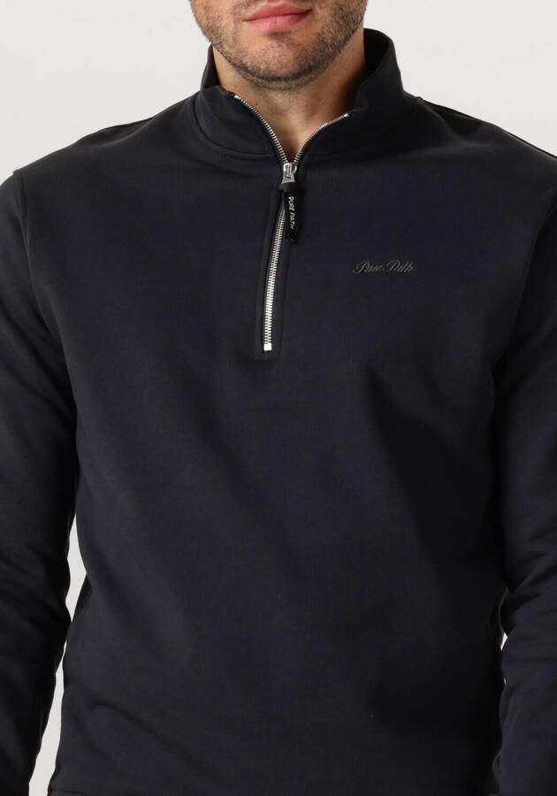 PURE PATH Heren Truien & Vesten Loose Fit Half Zip Ls Sweaters Donkerblauw - Foto 2