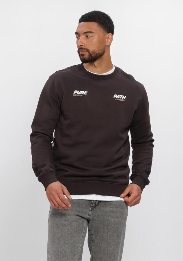 Pure Path regular fit sweater met backprint donkerbruin - Foto 3