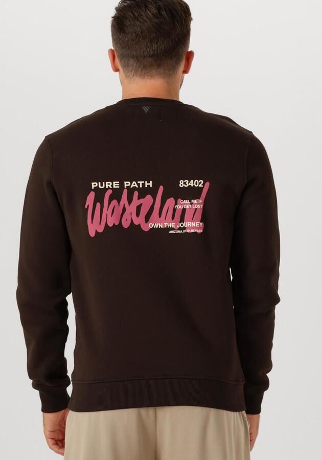 PURE PATH Heren Truien & Vesten Regular Fit Crewneck Ls Sweaters Bruin