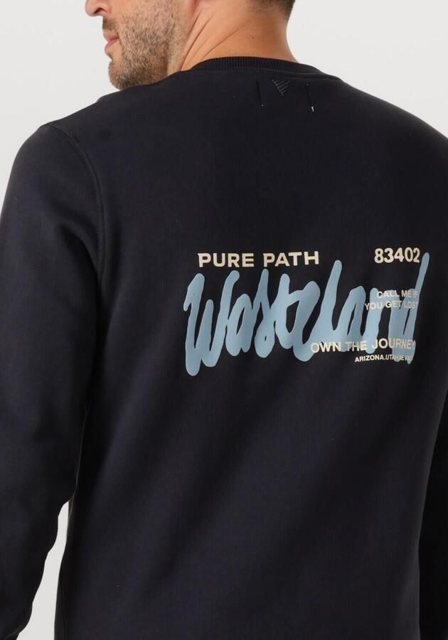PURE PATH Heren Truien & Vesten Regular Fit Crewneck Ls Sweaters Donkerblauw
