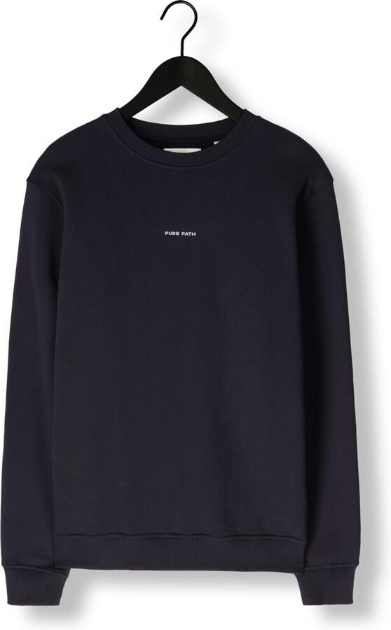 PURE PATH Heren Truien & Vesten Regular Fit Crewneck Ls Sweaters Donkerblauw - Foto 3
