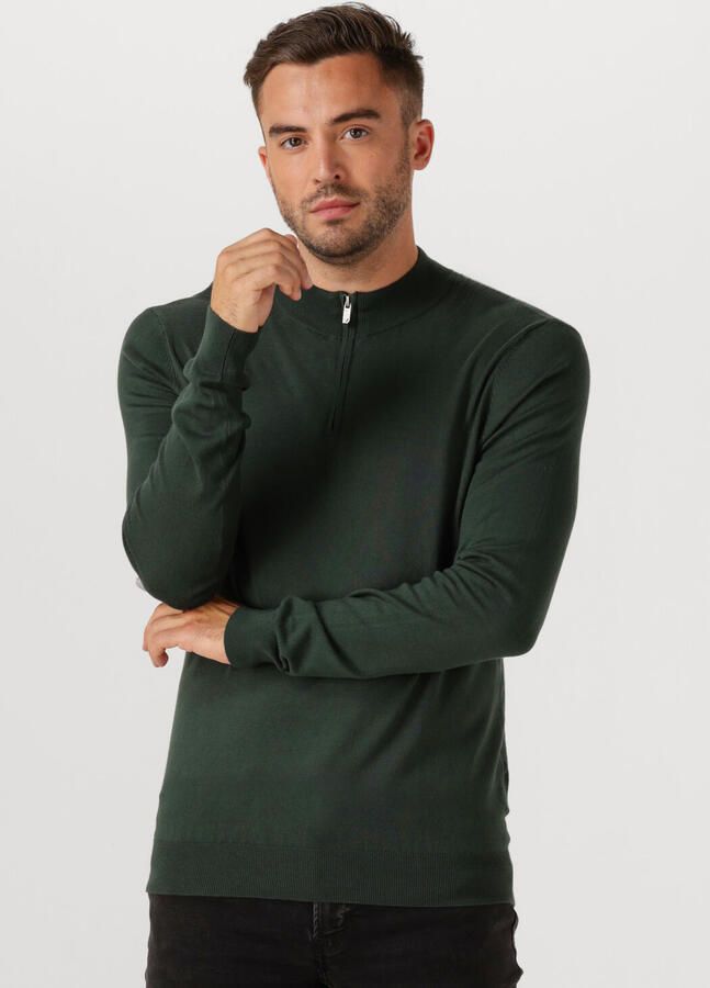 PURE PATH Heren Truien & Vesten Regular Fit Half Zip Knitwear Donkergroen - Foto 4