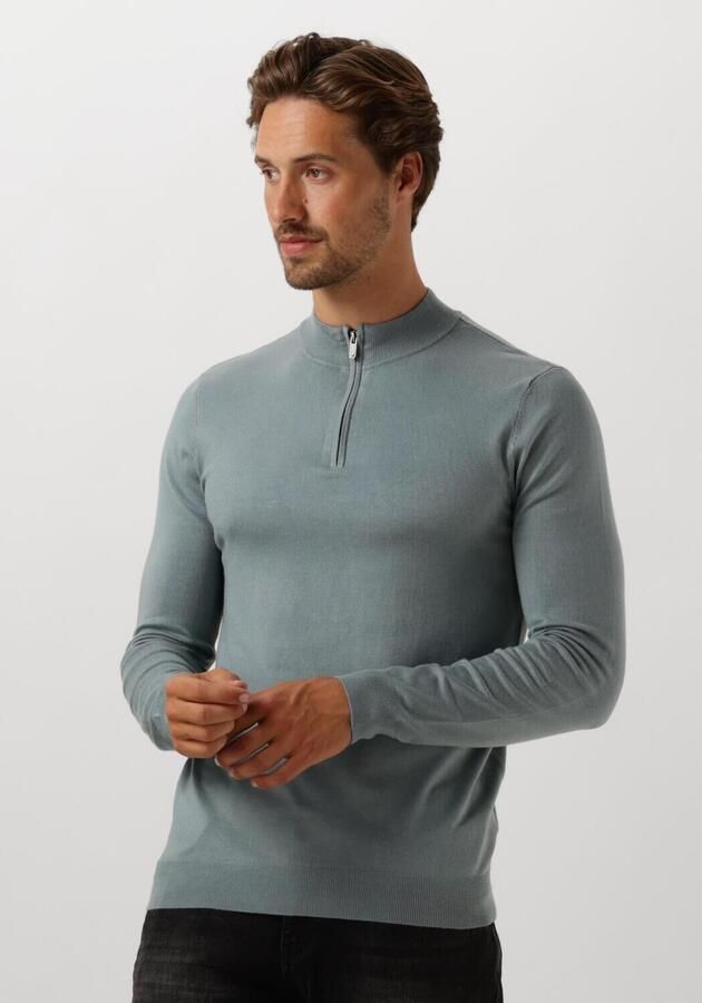 PURE PATH Heren Truien & Vesten Regular Fit Knitwear Halfzip803 Blauw - Foto 4