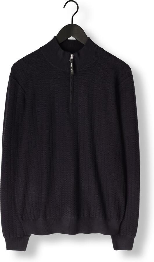 PURE PATH Heren Truien & Vesten Regular Fit Zig Zag Half Zip Knitwear Donkerblauw - Foto 4