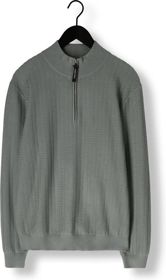 PURE PATH Heren Truien & Vesten Regular Fit Zig Zag Half Zip Knitwear Olijf - Foto 4