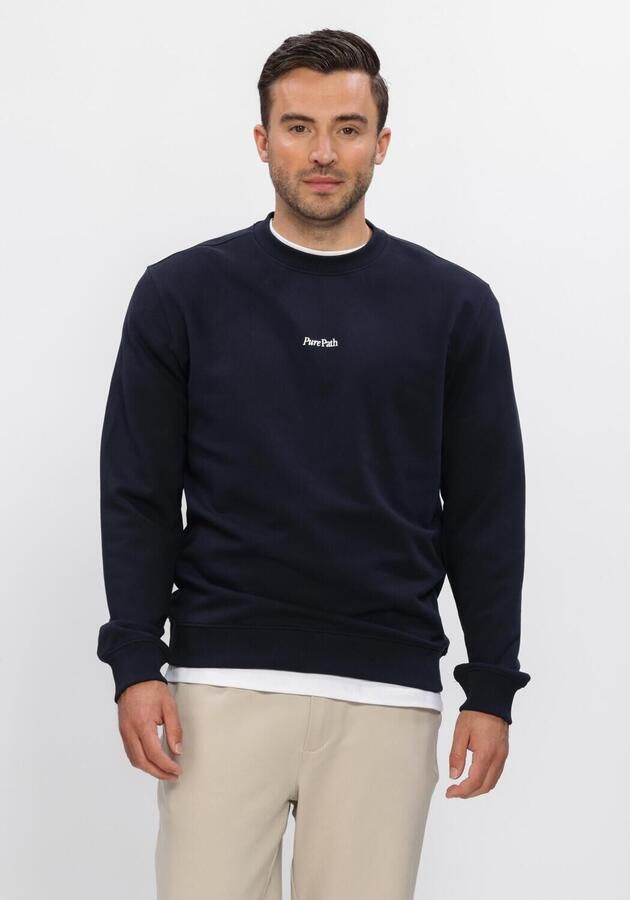 PURE PATH Heren Truien & Vesten Trio Of Flowers Crewneck Donkerblauw