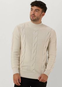 Purewhite Gebroken Wit Trui Mockneck Knit With Cable Details