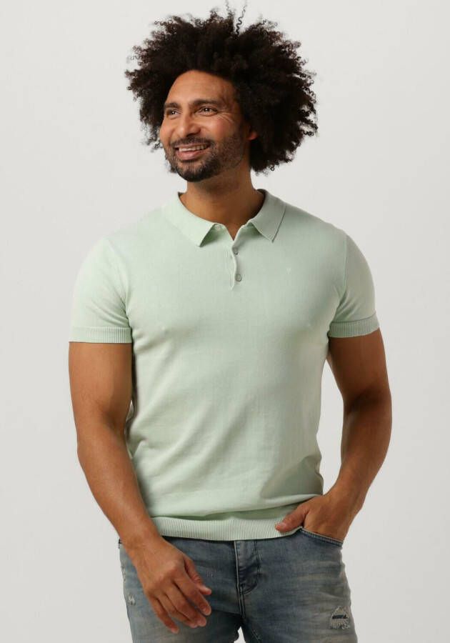 PUREWHITE Heren Polo's & T-shirts Knitted Polo With Triangle Print At Chest Mint
