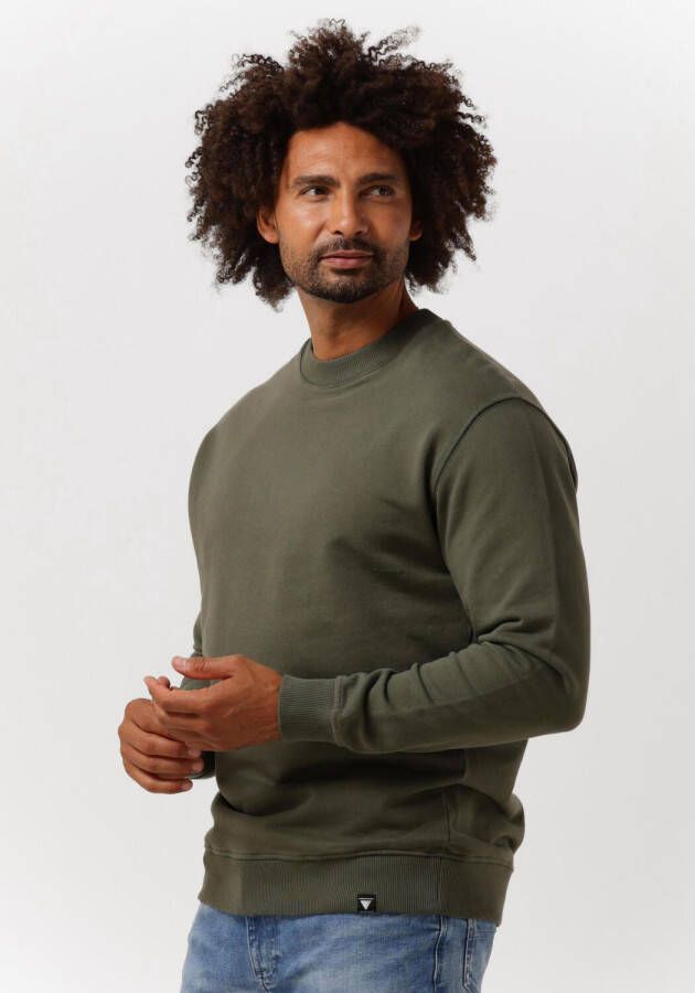 PUREWHITE Heren Truien & Vesten Organic Fabric Crewneck With Triangle Self Fabric Patch On Back Olijf