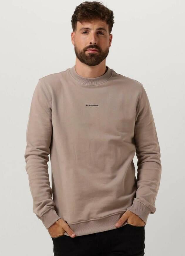 PUREWHITE Heren Truien & Vesten Crewneck With Front Print And Back Artwork Taupe