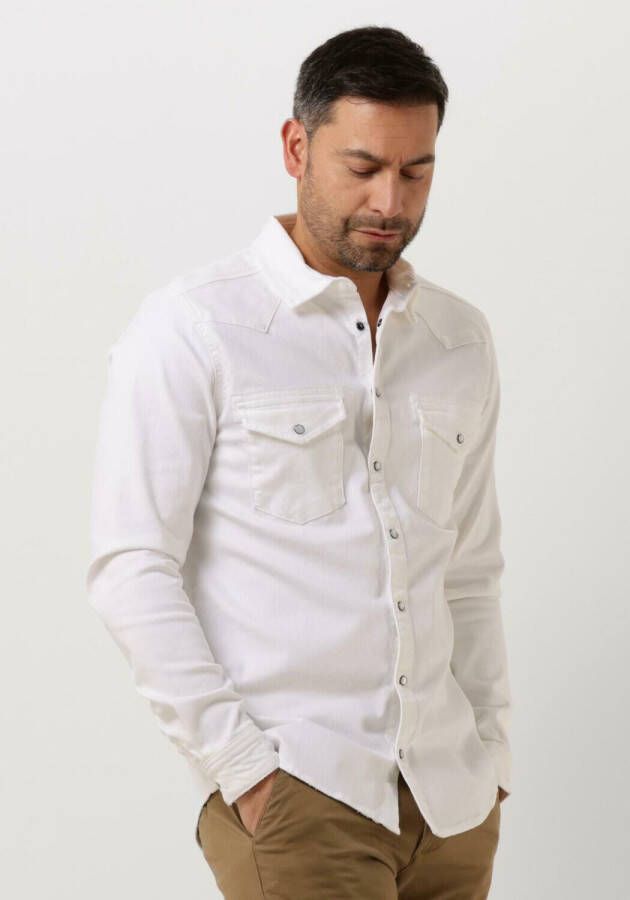 PUREWHITE Heren Overhemden Denim Shirt With Pressbuttons And Pockets On Chest Wit