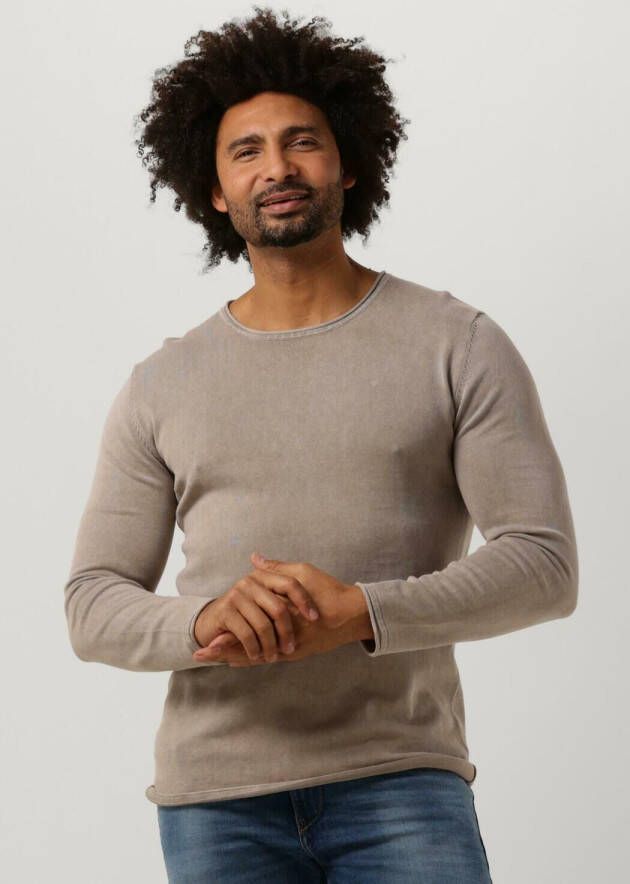 PURE PATH Heren Truien & Vesten Flat Knitted Shirt With Small Logo On Chest Zand